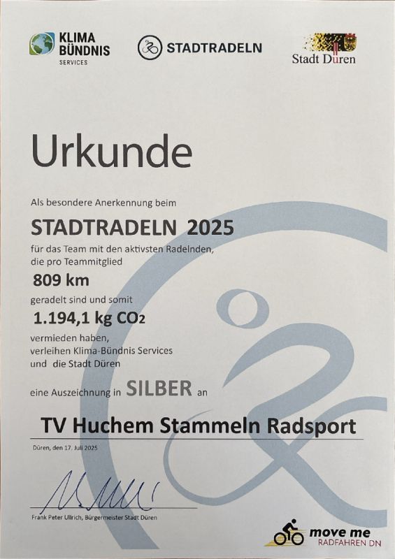 Stadtradeln 2025 Urkunde